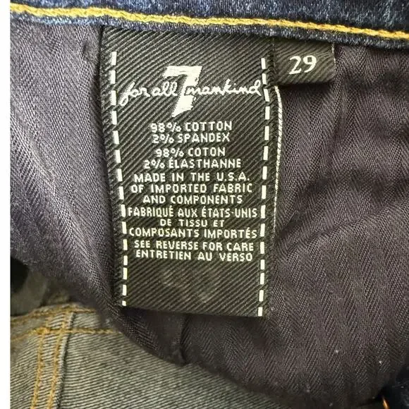 7 For All Mankind Straight Leg High Waist Josefina Cropped Jeans 29 Dark Blue - Picture 9 of 15